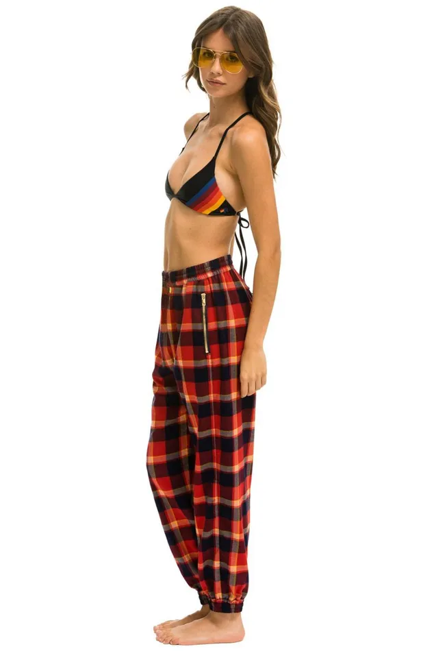 Women Bottoms Aviator Nation PLAID LODGE PANT 8211 RUGBY PLAID