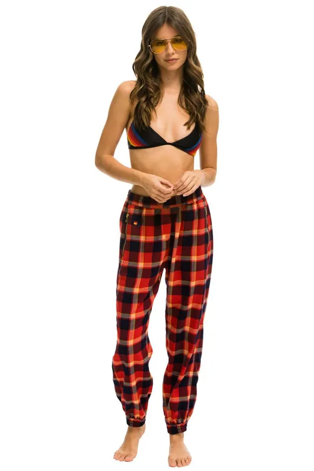 Women Bottoms Aviator Nation PLAID LODGE PANT 8211 RUGBY PLAID