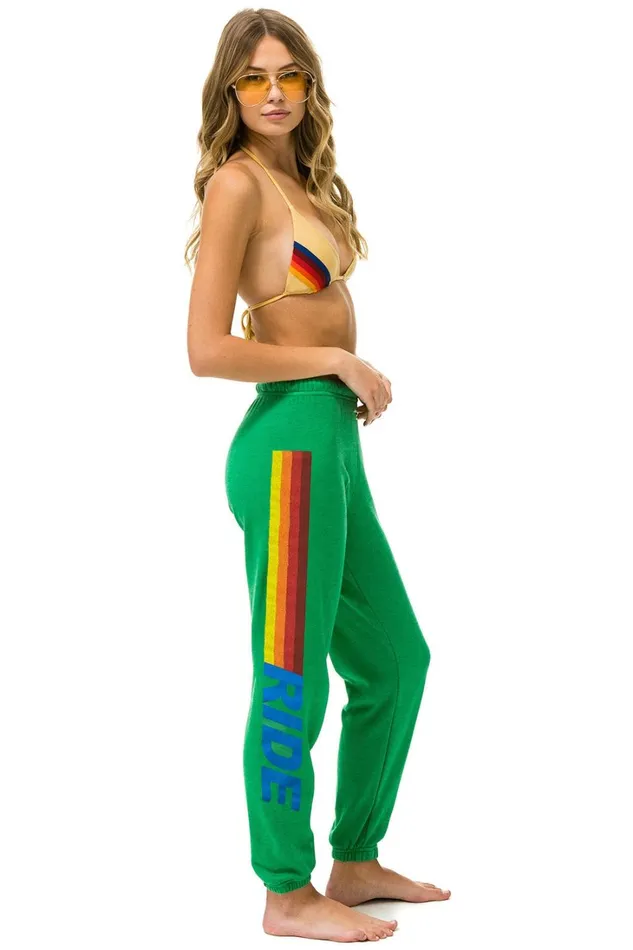 Women Bottoms Aviator Nation RIDE LOGO SWEATPANTS 8211 KELLY GREEN