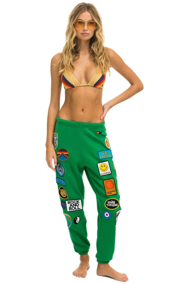Women Bottoms Aviator Nation VINTAGE PATCH SWEATPANTS 8211 KELLY GREEN