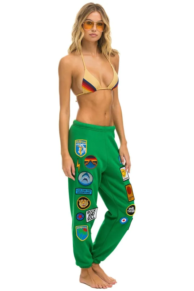 Women Bottoms Aviator Nation VINTAGE PATCH SWEATPANTS 8211 KELLY GREEN Women Bottoms Aviator Nation VINTAGE PATCH SWEATPANTS 8211 KELLY GREEN
