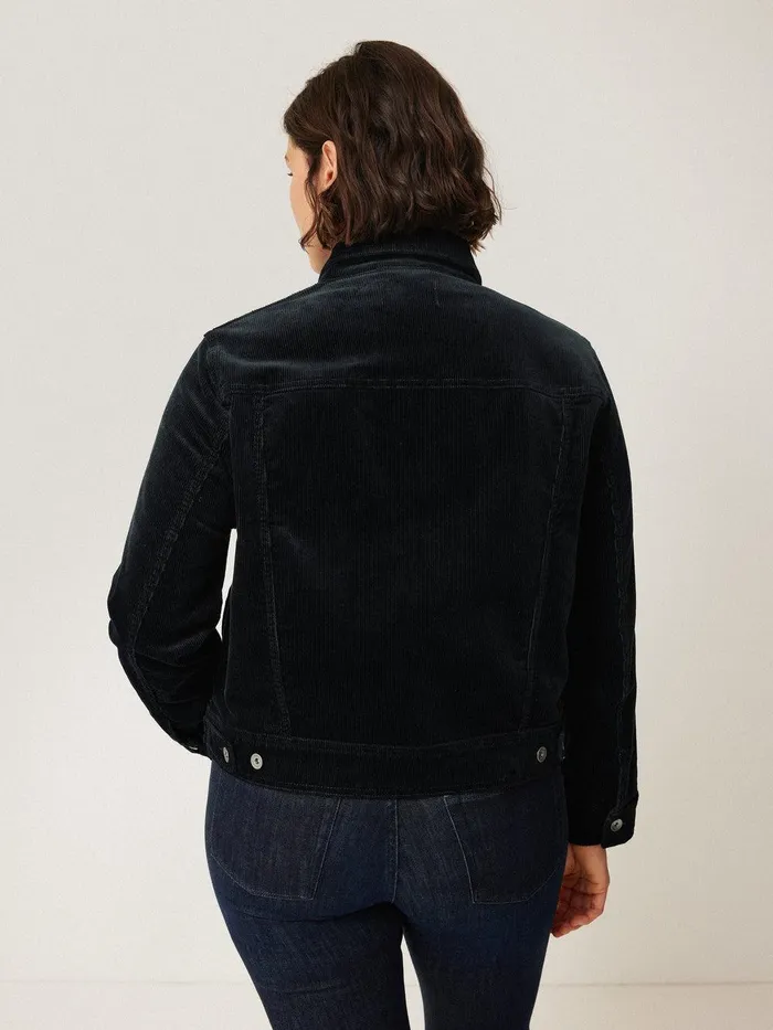 Women Boxy Cord Trucker Jacket Navy Jigsaw Coats and Jackets