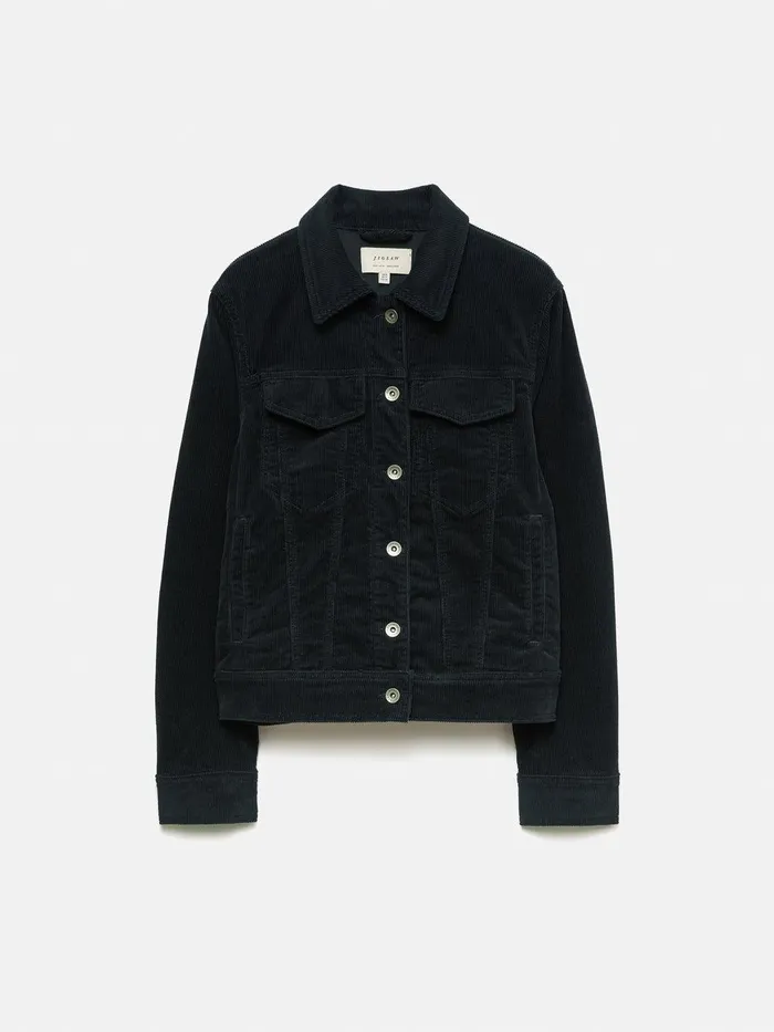 Women Boxy Cord Trucker Jacket Navy Jigsaw Coats and Jackets