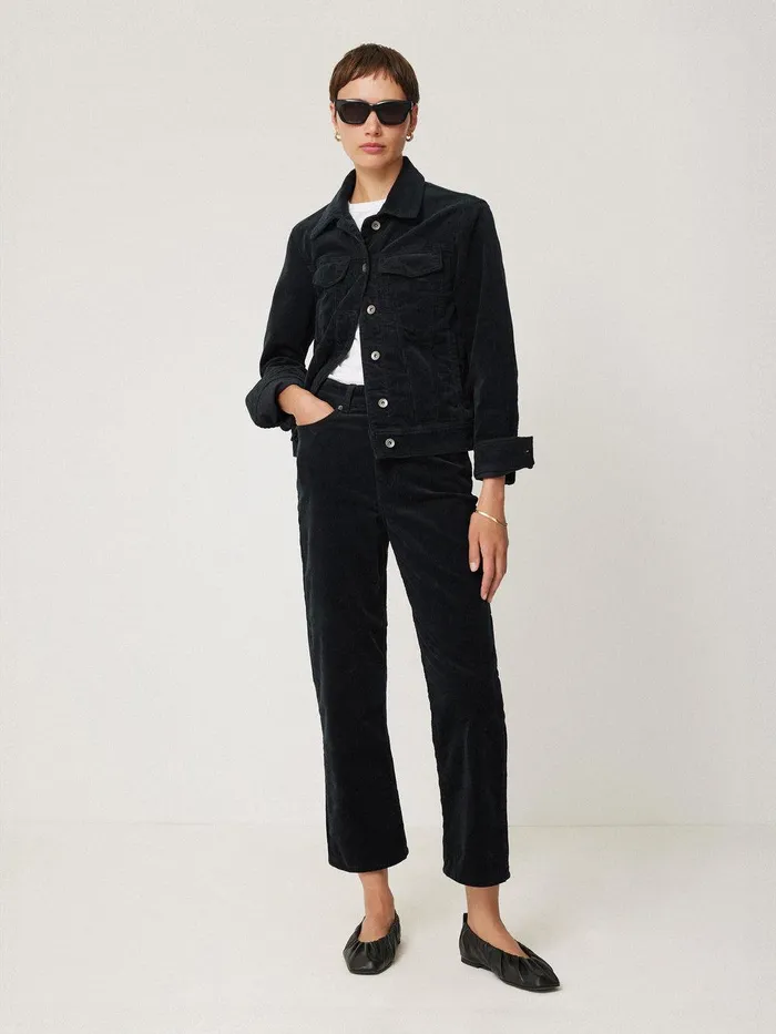 Women Boxy Cord Trucker Jacket Navy Jigsaw Coats and Jackets