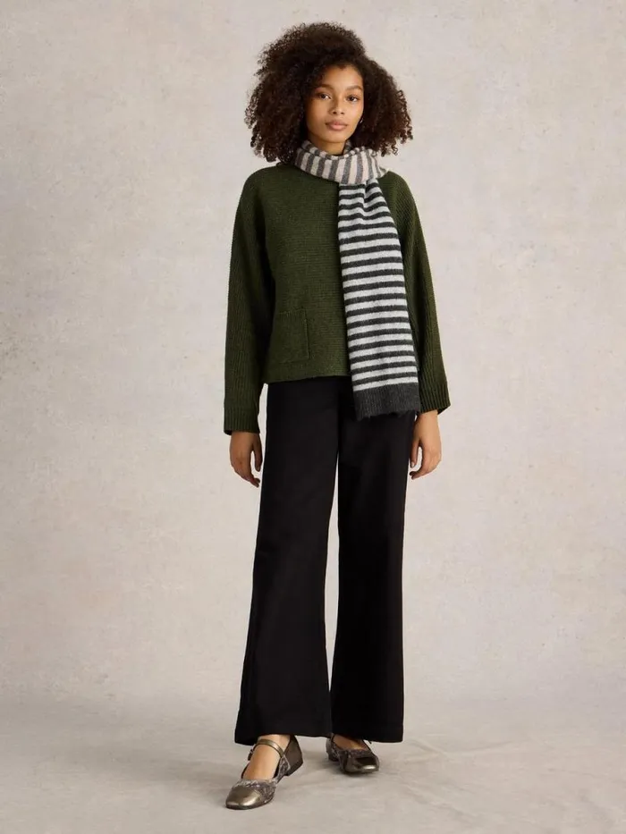 Women CARLI HIGH NECK JUMPER Khaki Green White Stuff Knitwear