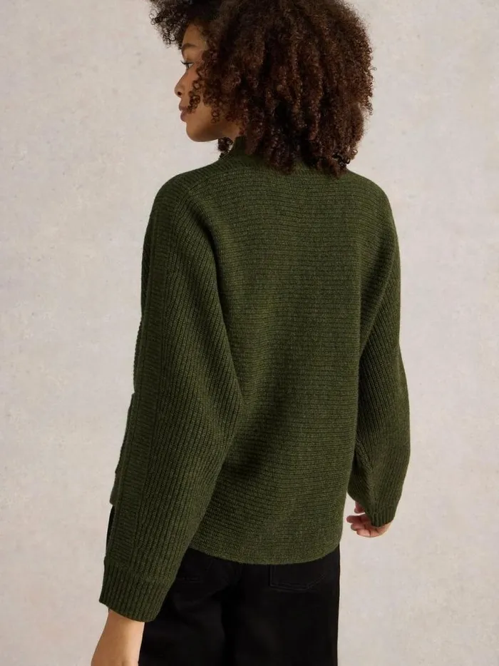Women CARLI HIGH NECK JUMPER Khaki Green White Stuff Knitwear