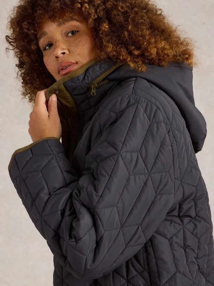 Women Carmel Borg Lined Quilted Coat Dk Grey White Stuff Coats and Jackets Women Carmel Borg Lined Quilted Coat Dk Grey White Stuff Coats and Jackets