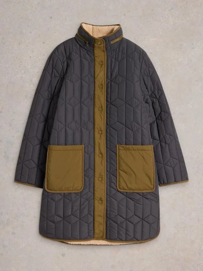 Women Carmel Borg Lined Quilted Coat Dk Grey White Stuff Coats and Jackets Women Carmel Borg Lined Quilted Coat Dk Grey White Stuff Coats and Jackets