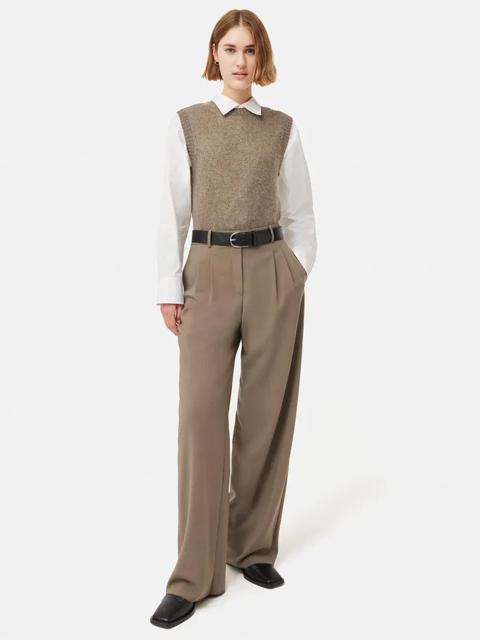 Women Cashmere Crew Neck Tank Brown Jigsaw Knitwear and Cashmere