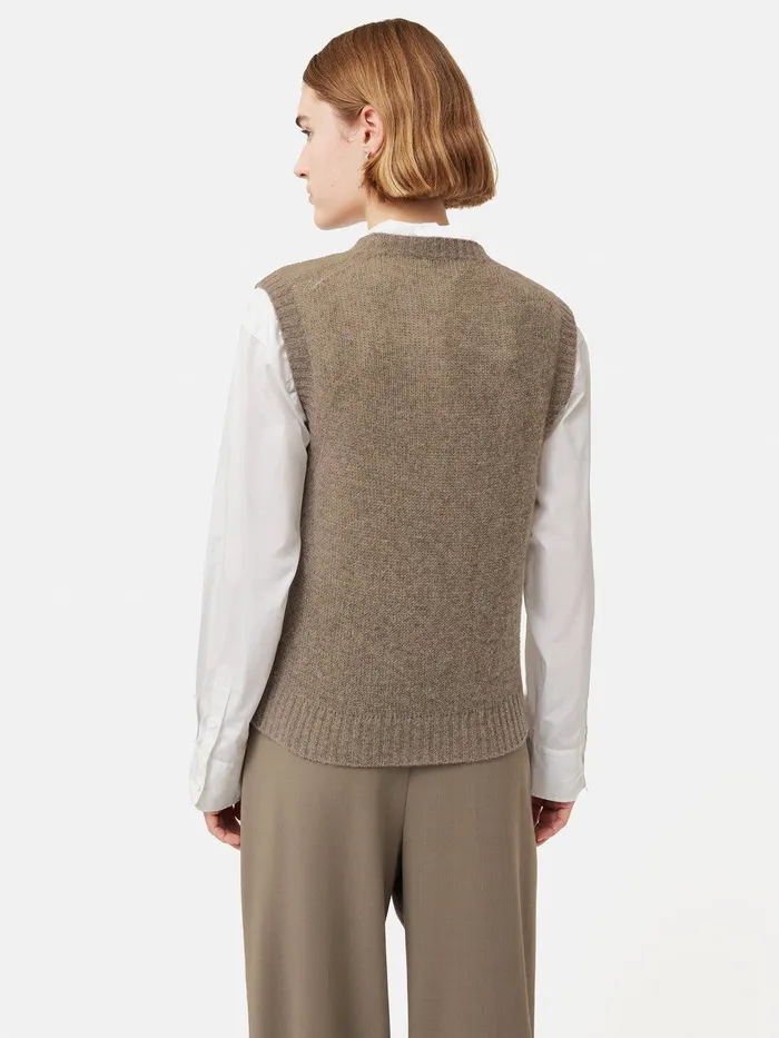Women Cashmere Crew Neck Tank Brown Jigsaw Knitwear and Cashmere