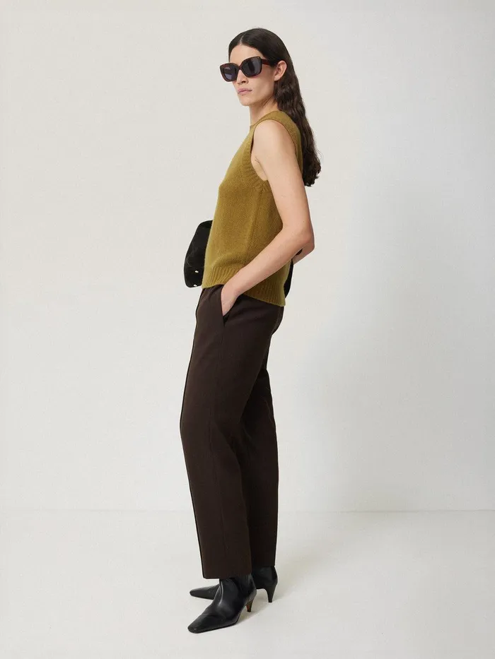 Women Cashmere Crew Neck Tank Light Olive Jigsaw Knitwear and Cashmere