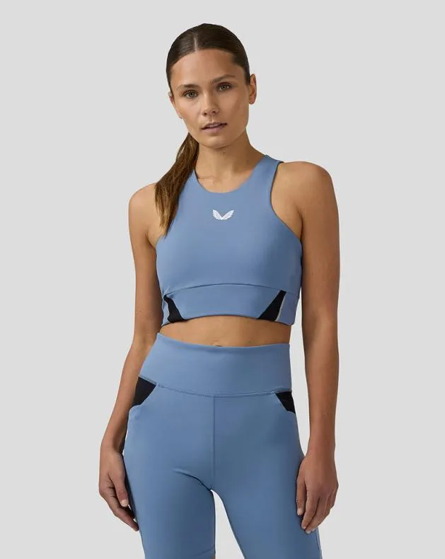 Women Castore Sports Bras WoApex Aeromesh Longline Sports Bra 8211 Light Blue