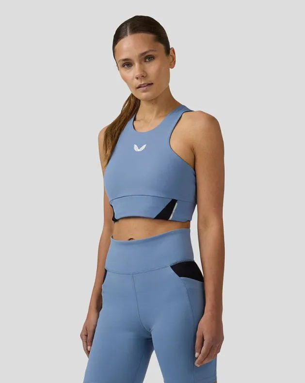 Women Castore Sports Bras WoApex Aeromesh Longline Sports Bra 8211 Light Blue