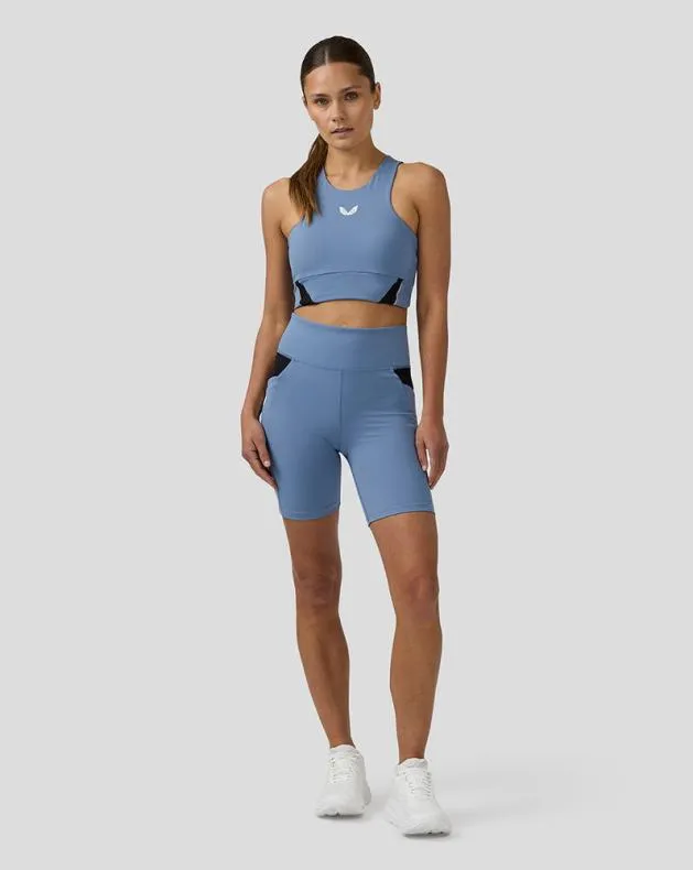 Women Castore Sports Bras WoApex Aeromesh Longline Sports Bra 8211 Light Blue
