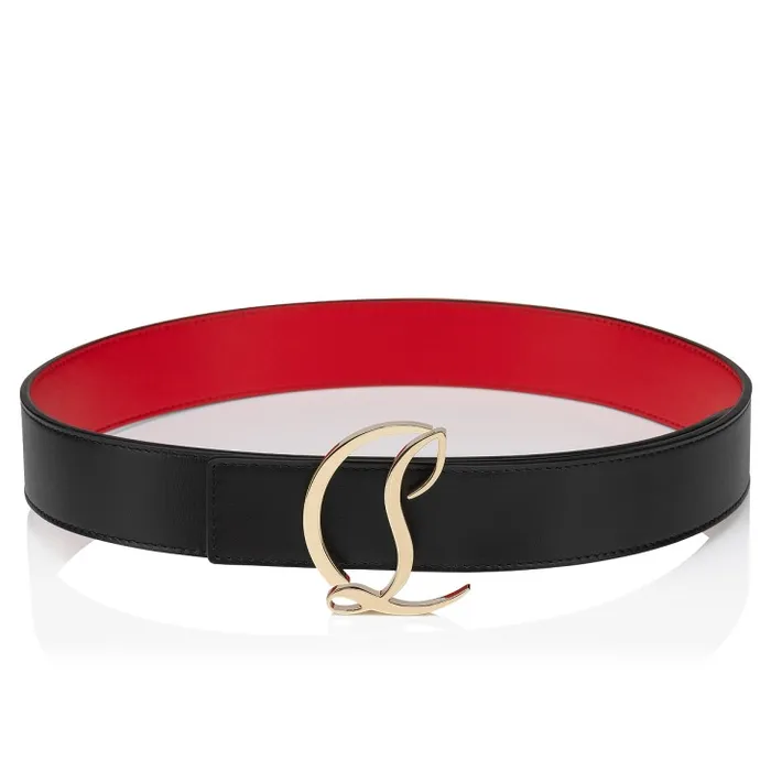 Women CL Logo Belt 8211 Calf Leather 8211 Black Christian Louboutin Belts