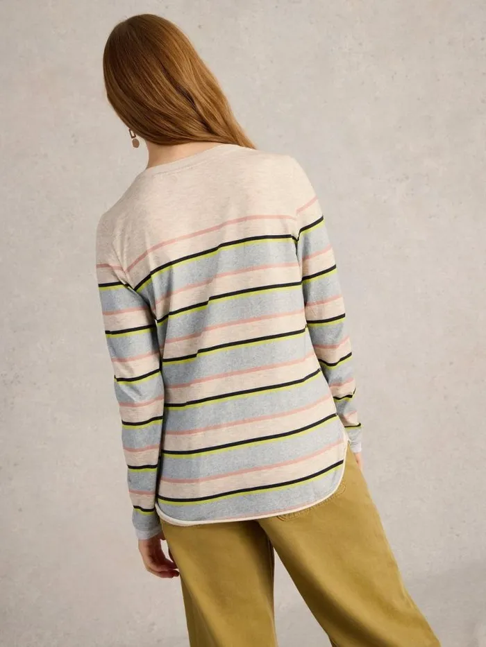 Women CLARA CREW NECK TSHIRT Grey Multi White Stuff Tops and Tees