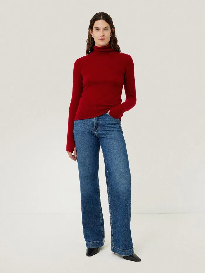 Women Cloud Cashmere Polo Jumper Red Jigsaw Knitwear and Cashmere