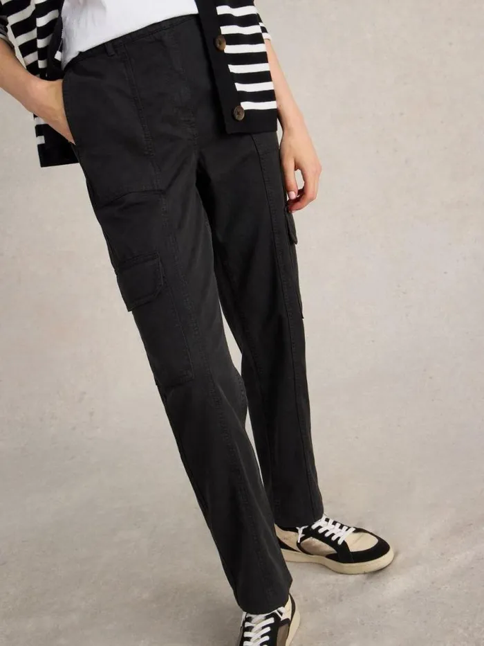 Women Clover Cargo Trouser Pure Black White Stuff Trousers Women Clover Cargo Trouser Pure Black White Stuff Trousers