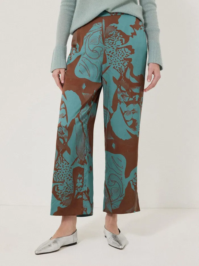 Women Collage Stitch Detail Trouser Blue Jigsaw Party