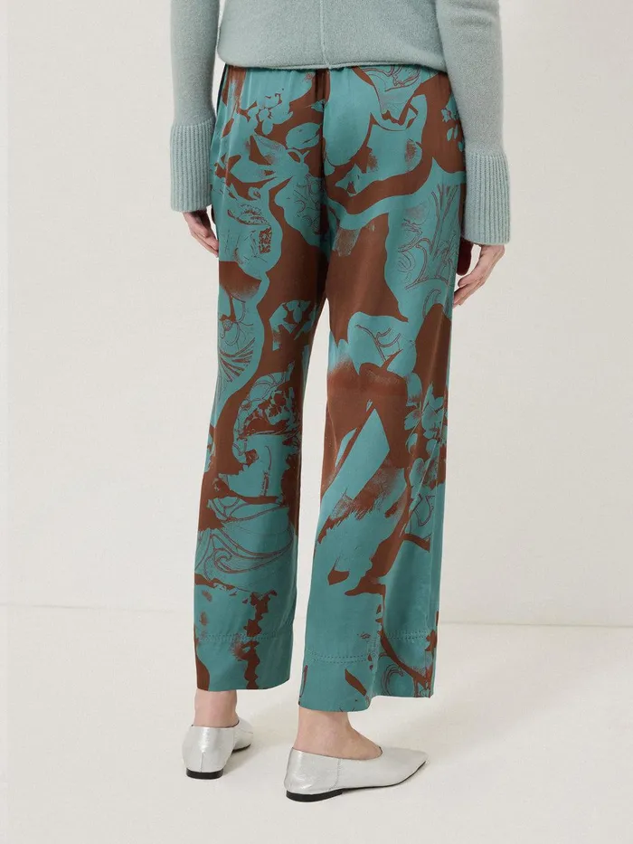 Women Collage Stitch Detail Trouser Blue Jigsaw Party