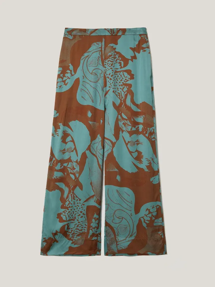 Women Collage Stitch Detail Trouser Blue Jigsaw Party