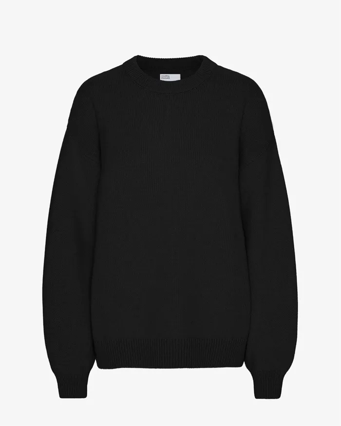 Women Colorfulstandard Oversized Merino Wool Crew 8211 Deep Black Knit Sweaters