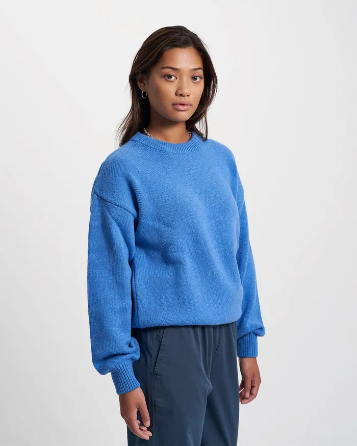Women Colorfulstandard Oversized Merino Wool Crew 8211 Deep Black Knit Sweaters