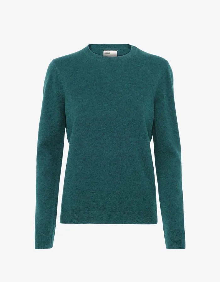Women Colorfulstandard Women Light Merino Wool Crew 8211 Ocean Green Knit Sweaters