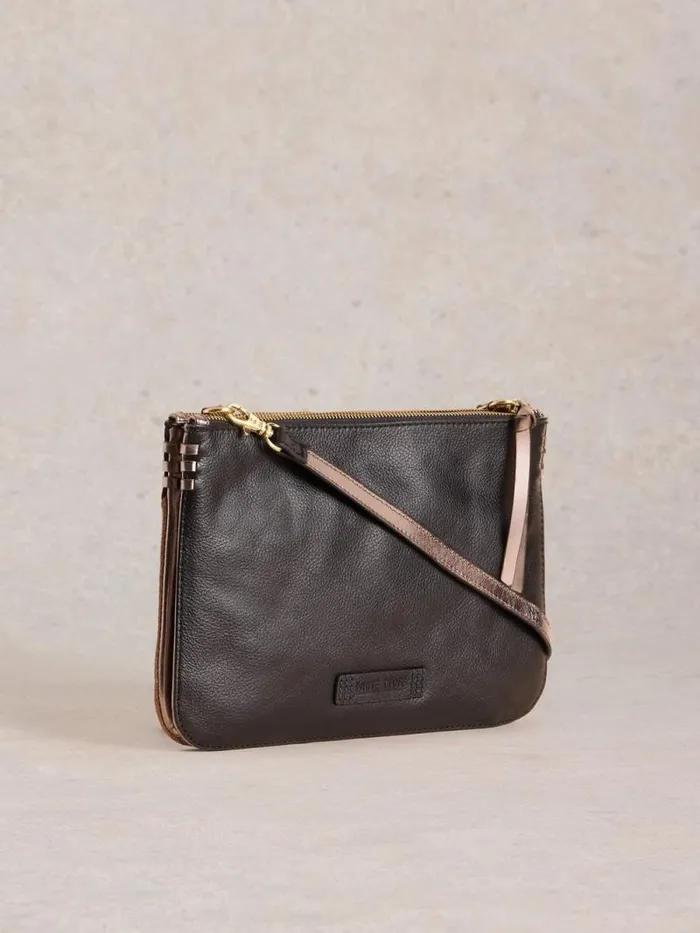 Women Connie Crossbody Double Pouch Black Multi White Stuff Bags and Purses