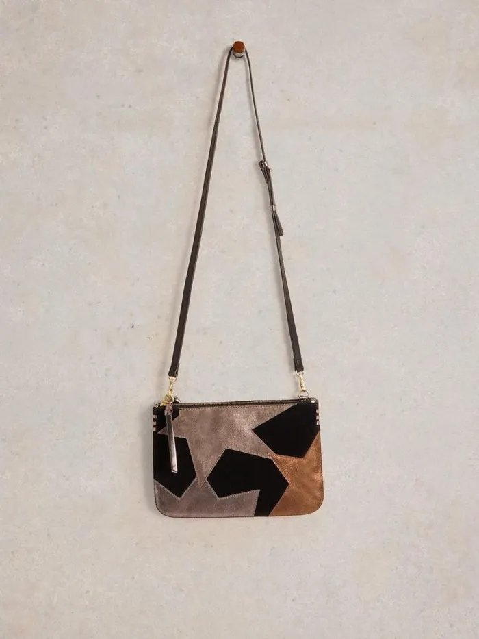 Women Connie Crossbody Double Pouch Black Multi White Stuff Bags and Purses