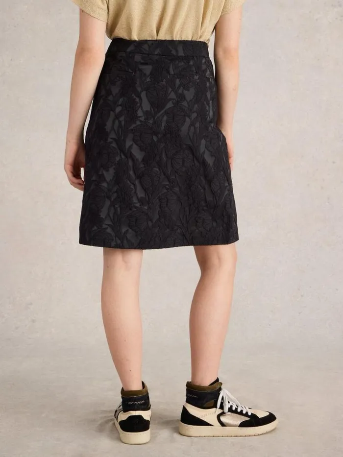 Women Coral Jacquard Skirt Pure Black White Stuff Skirts