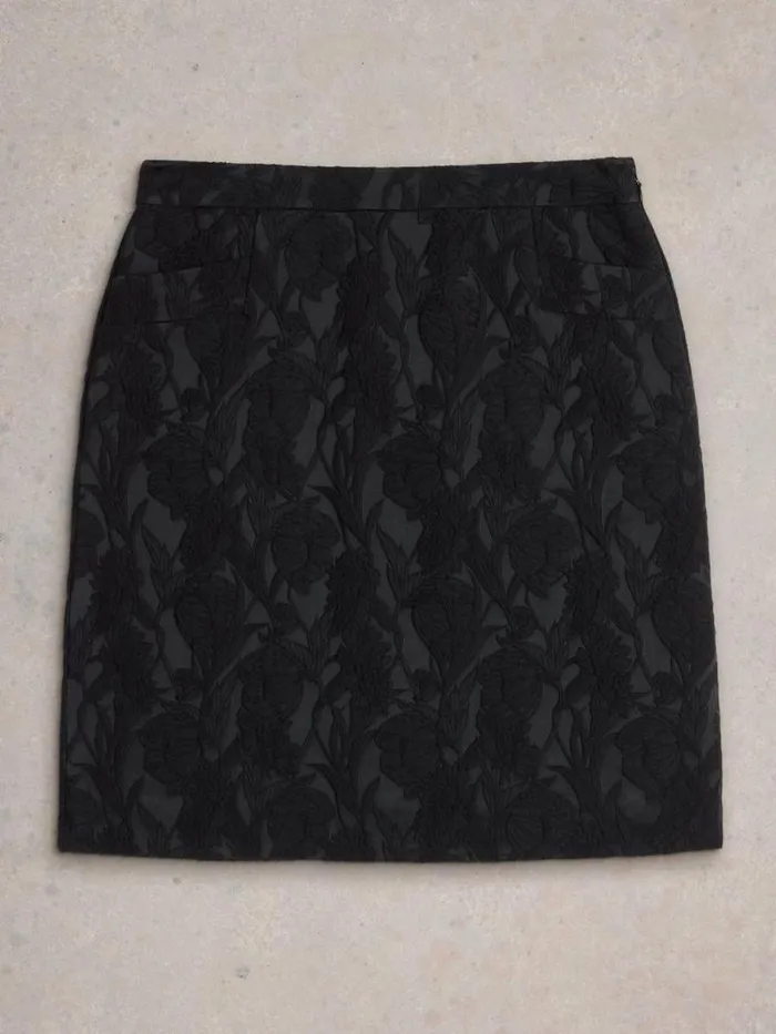 Women Coral Jacquard Skirt Pure Black White Stuff Skirts