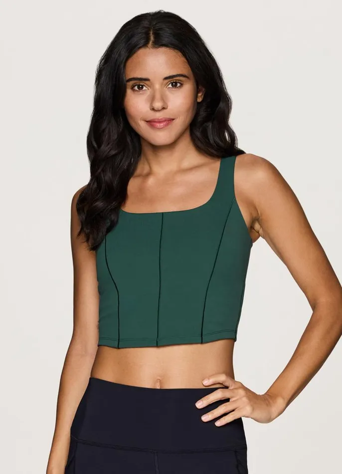 Women Corset Longline Bra Tank Dark Green RBX Active Sports Bras
