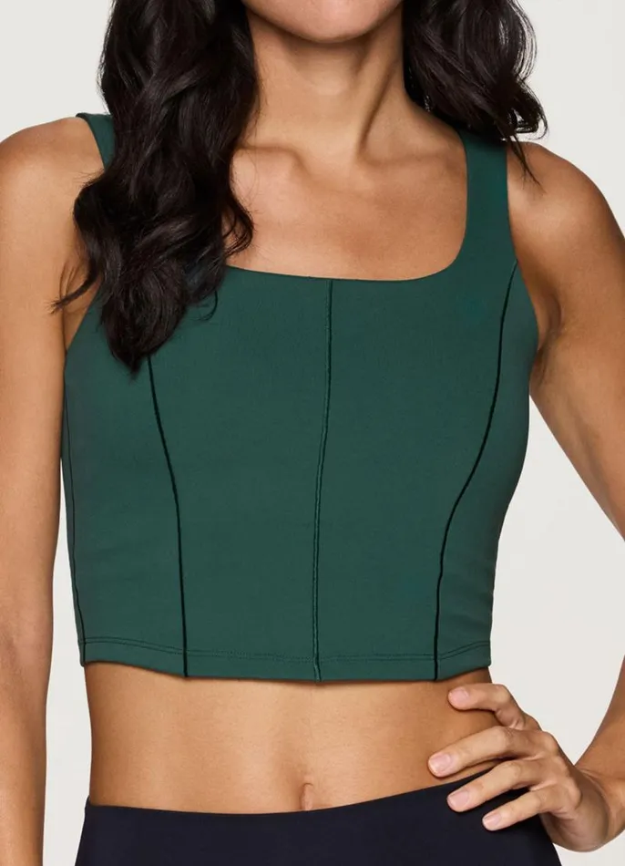 Women Corset Longline Bra Tank Dark Green RBX Active Sports Bras