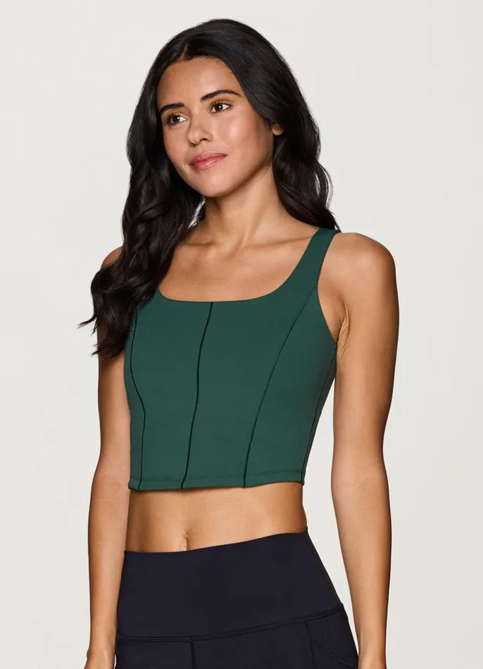 Women Corset Longline Bra Tank Dark Green RBX Active Sports Bras
