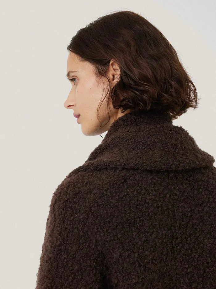 Women Cosy Boucle Scarf Cardi Brown Jigsaw Knitwear and Cashmere