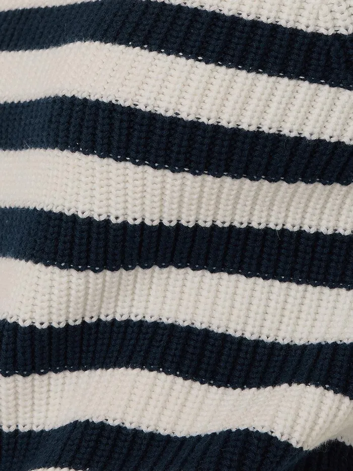 Women Cotton Blend Stripe Jumper Navy Jigsaw Knitwear and Cashmere