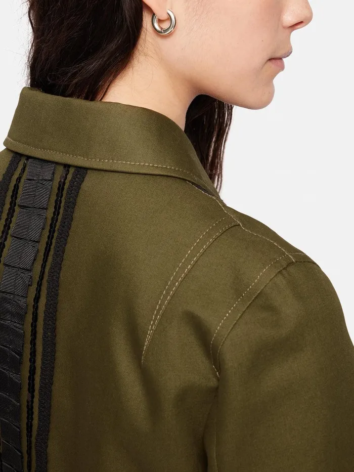 Women Cotton Trim Detail Jacket Khaki Jigsaw Coords