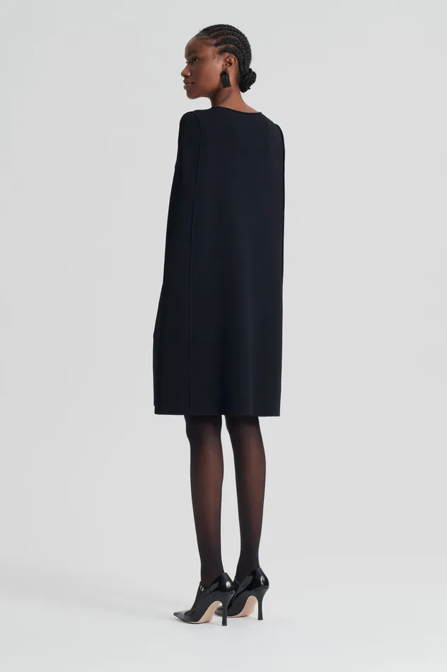 Women CREPE KNIT CAPE DRESS BLACK Capes Scanlan Theodore Women CREPE KNIT CAPE DRESS BLACK Capes Scanlan Theodore