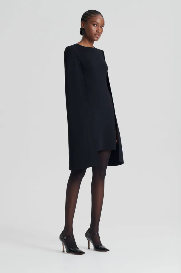 Women CREPE KNIT CAPE DRESS BLACK Capes Scanlan Theodore Women CREPE KNIT CAPE DRESS BLACK Capes Scanlan Theodore