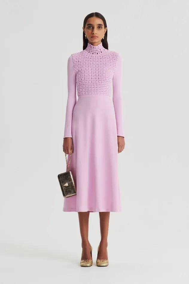 Women CREPE KNIT DAISY DRESS MAUVE Dresses Scanlan Theodore