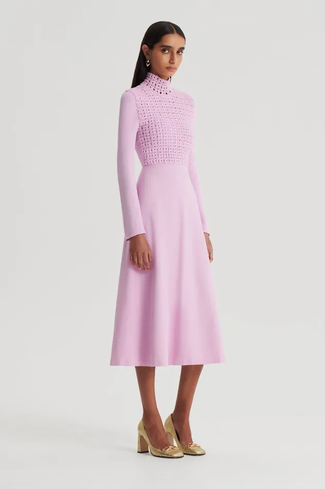 Women CREPE KNIT DAISY DRESS MAUVE Dresses Scanlan Theodore Women CREPE KNIT DAISY DRESS MAUVE Dresses Scanlan Theodore