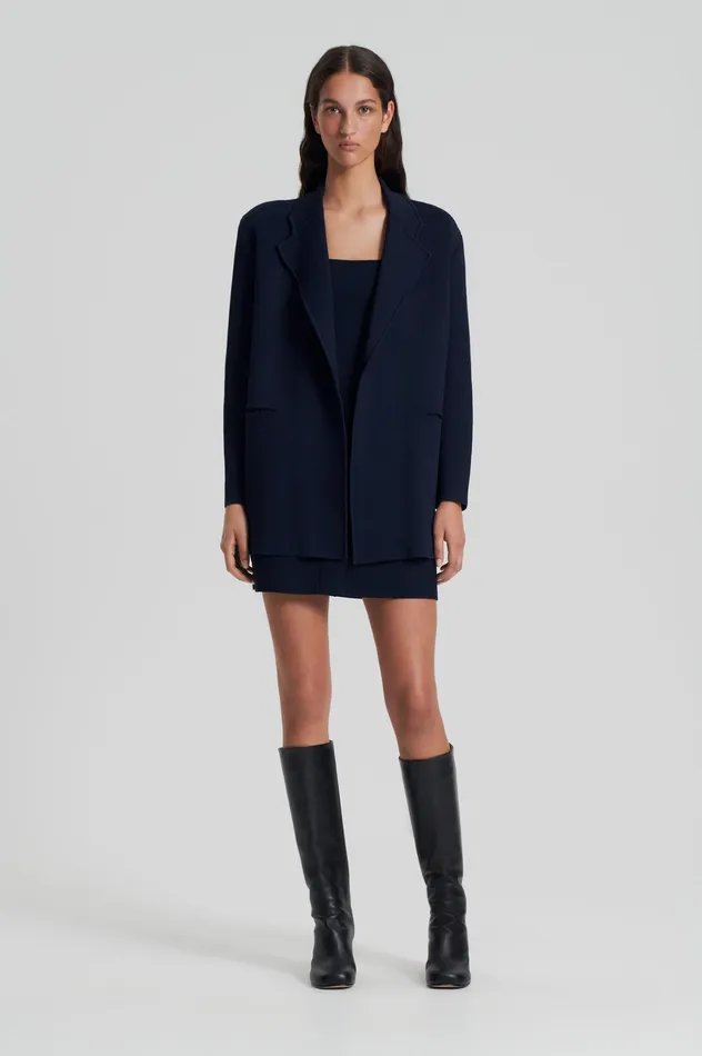 Women CREPE KNIT LOOSE TAILORED JACKET NAVY Jackets Scanlan Theodore