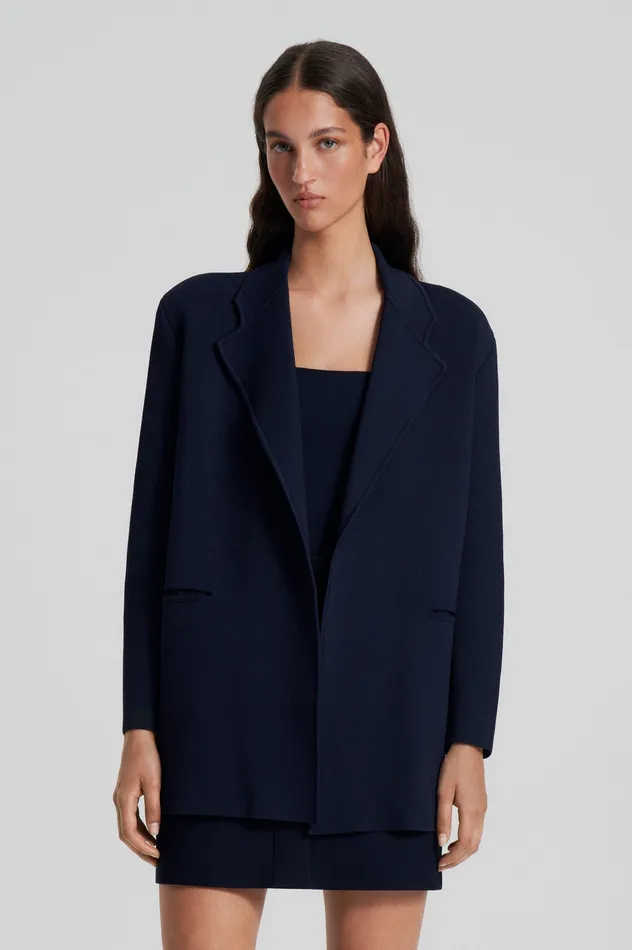 Women CREPE KNIT LOOSE TAILORED JACKET NAVY Jackets Scanlan Theodore