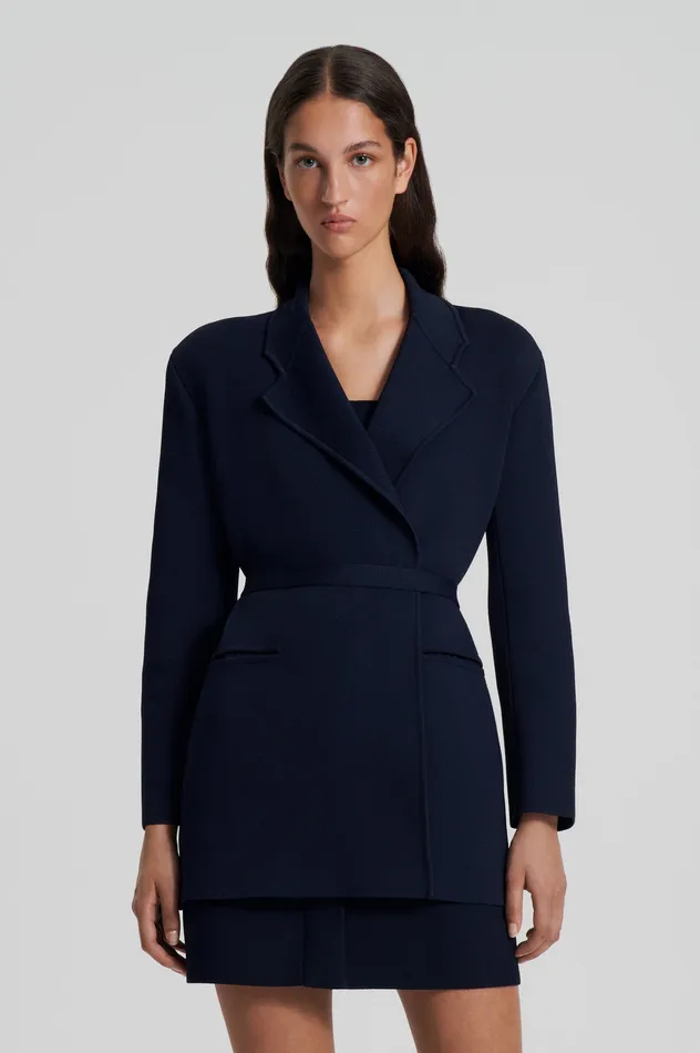 Women CREPE KNIT LOOSE TAILORED JACKET NAVY Jackets Scanlan Theodore