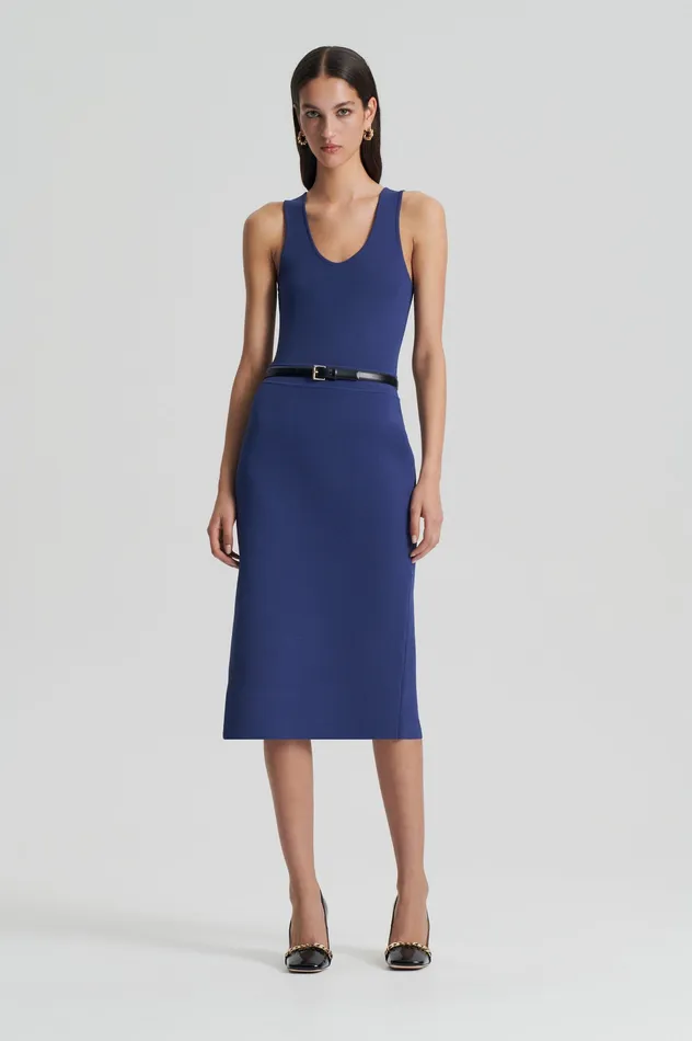 Women CREPE KNIT SLIT BACK SKIRT ROYAL Skirts Scanlan Theodore