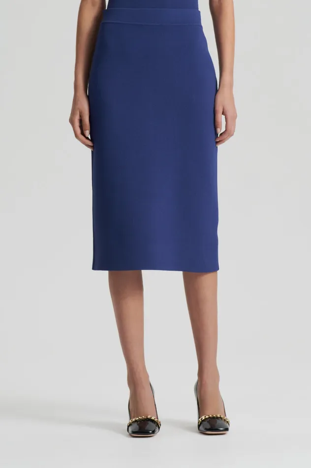 Women CREPE KNIT SLIT BACK SKIRT ROYAL Skirts Scanlan Theodore