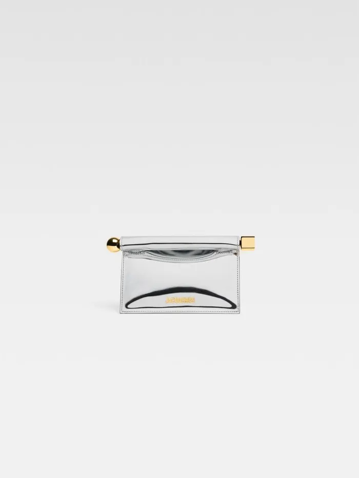 Women Crossbody and Handbags JACQUEMUS The Small Rond Carr Clutch Silver