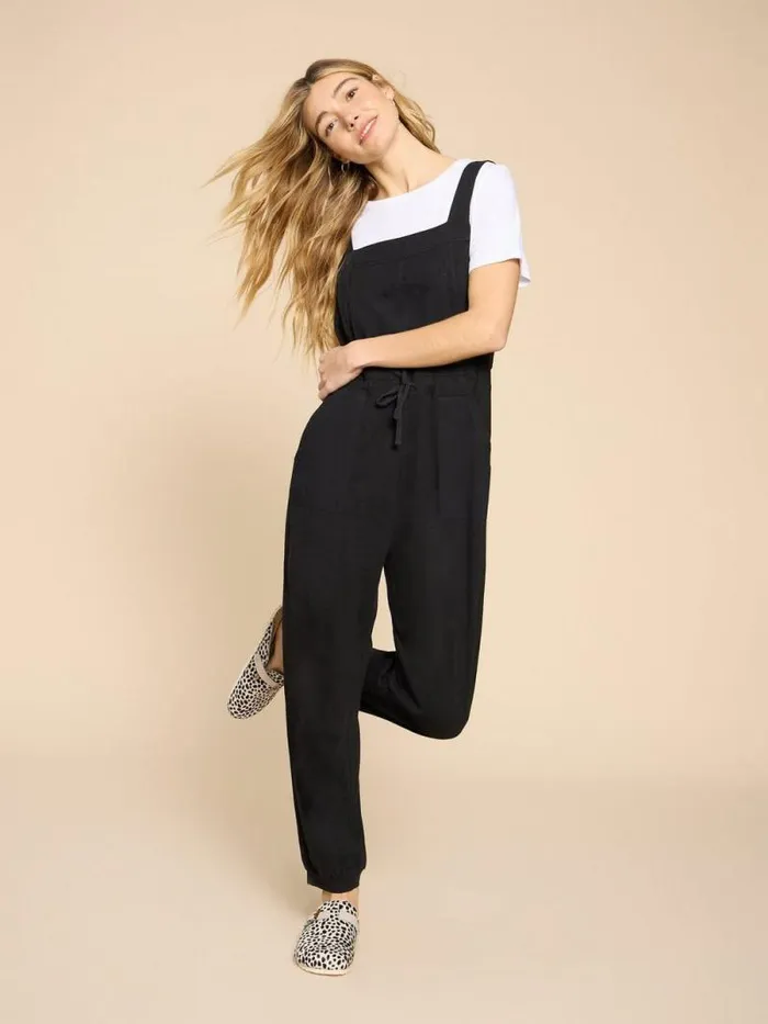 Women Daphne Jersey Dungaree Pure Black White Stuff Dresses