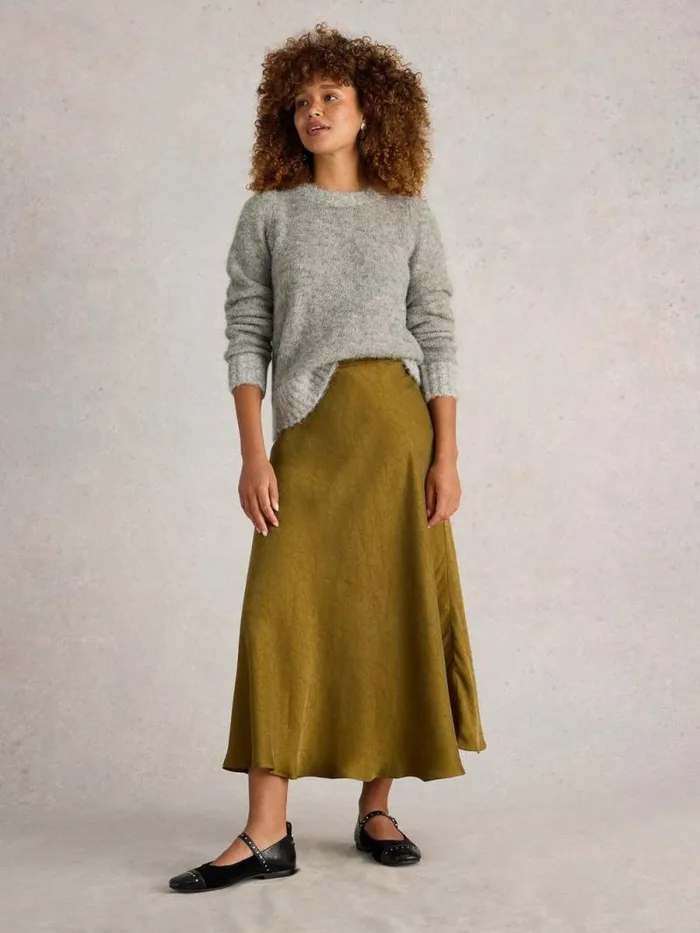 Women Darcy Bias Cut Skirt Khaki Green White Stuff Skirts